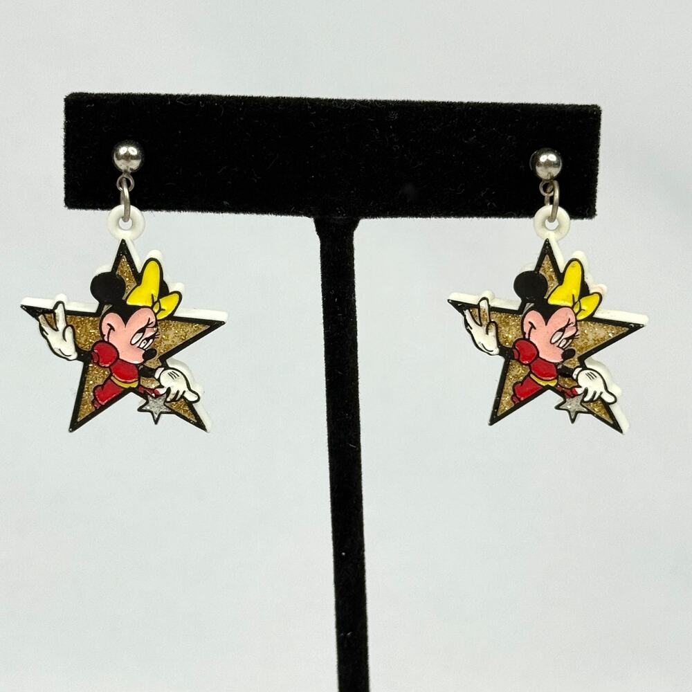 Vintage Mickey's Stuff For Kids Minnie Mouse Star Plastic Earrings